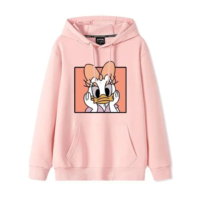 Lovers Disney Donald Duck Daisy Duck Hooded Hoodie Women Sweater Loose Cartoon Streetwear Women Kawaii Clothes