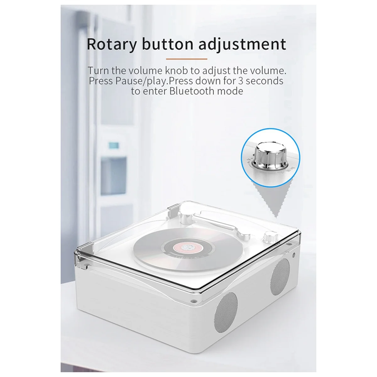 

CD Player Bluetooth 5.0 Rechargeable Built-in Speaker HIFI Music Player Lossless Playback Infrared Remote Control,A