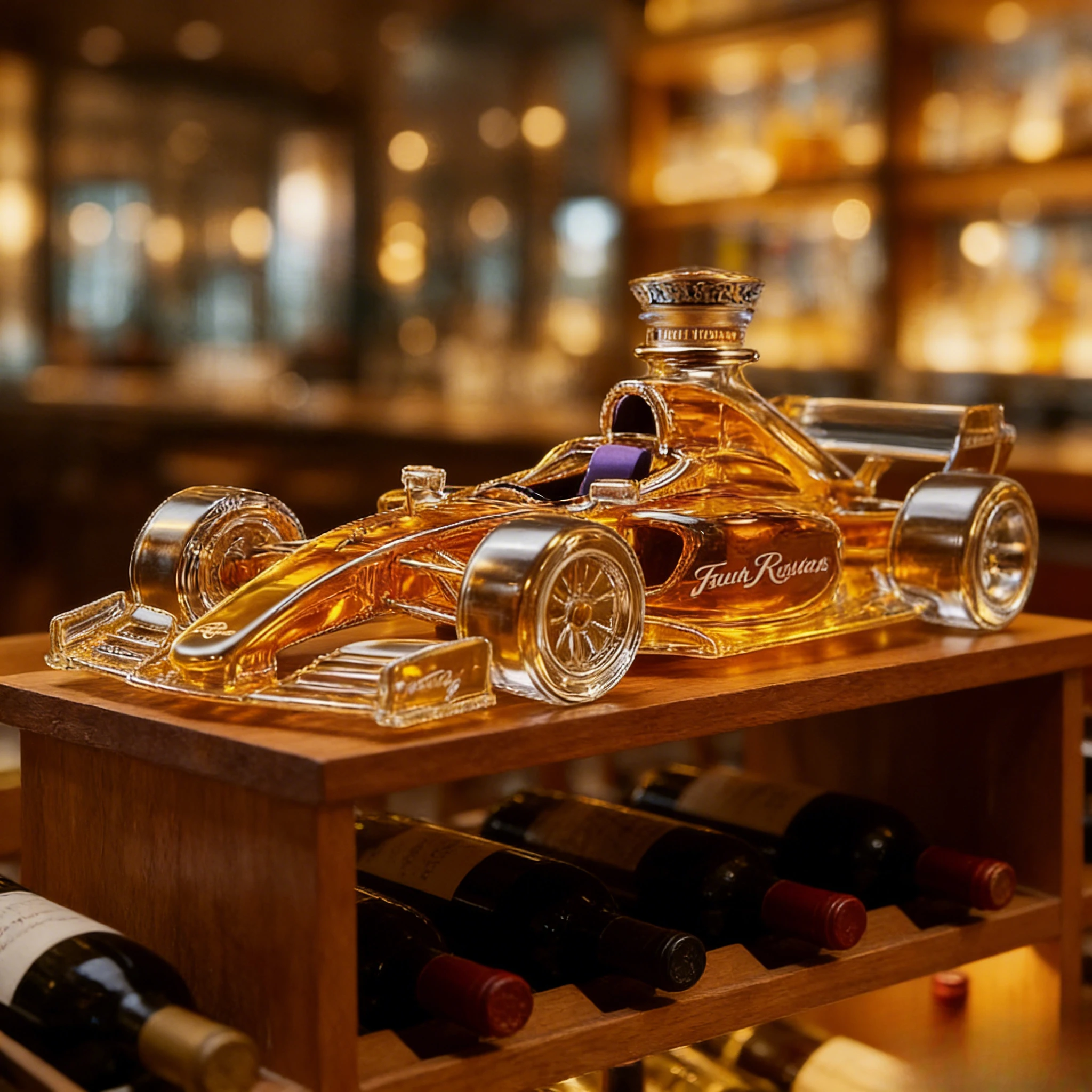 Racing Shape High Borosilicate Glass Whiskey Decanter Ornament Unique Home Decor Bottle for Interesting Interior Design