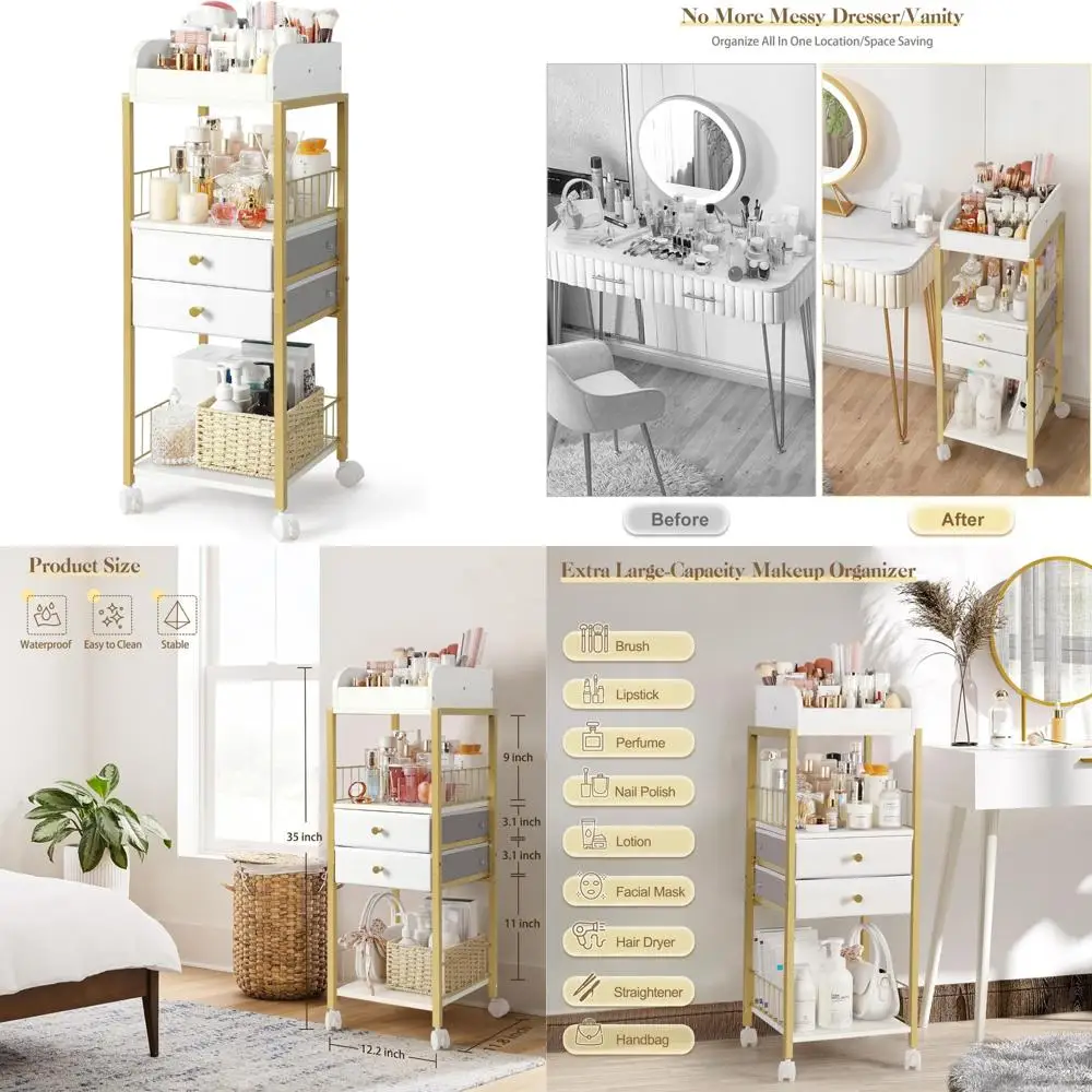 

Cosmetic Storage Drawers: Vanity Makeup Organizer for Skincare and Display