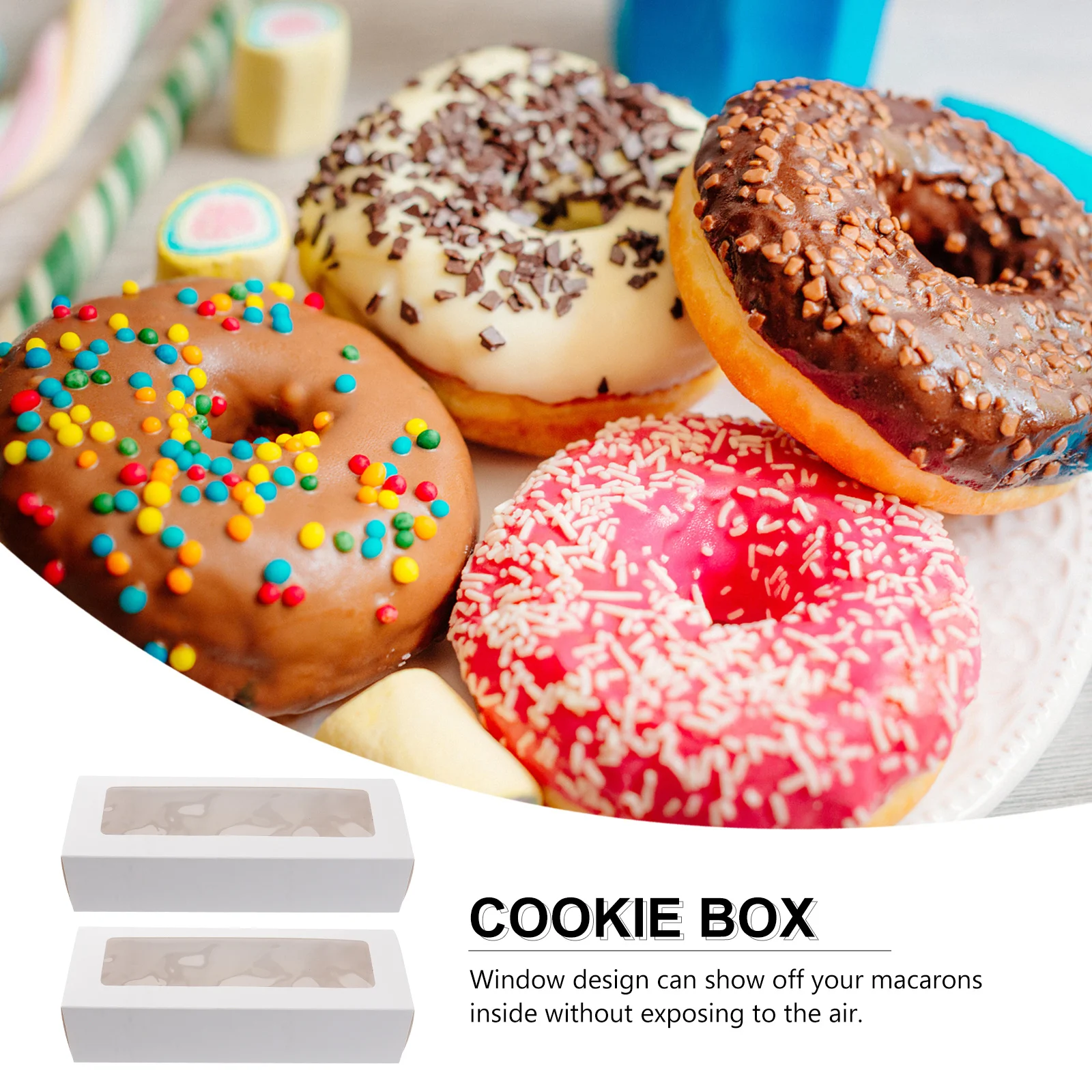 

10pcs Pvc Packaging Boxes Thick Food Grade Paper Macaron Containers Clear Window For Cake Cookie Cupcake Storage Wedding Party