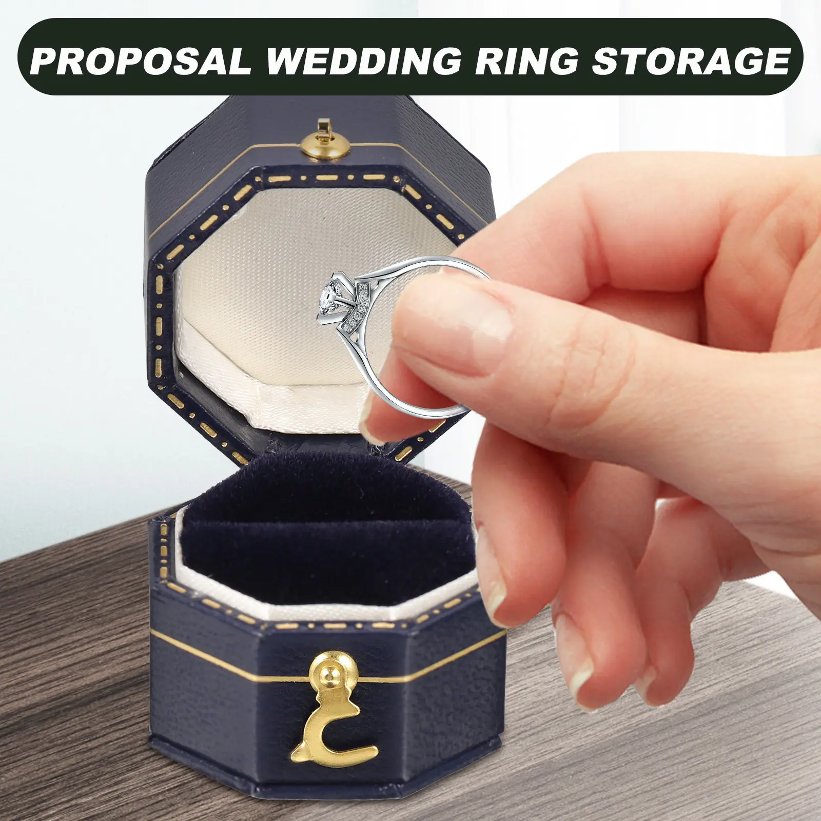 Octagonal Ring Box – Compact Jewelry Gift Box for Wedding, Anniversary & Special Occasions