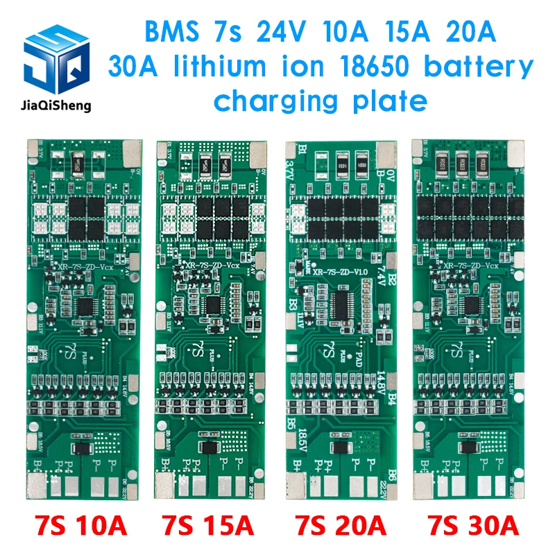 BMS 7S 24V 10A 15A 20A 30A Li-ion 18650 Battery Charge Board With Balance Function Short Circuit / Temperature Protection