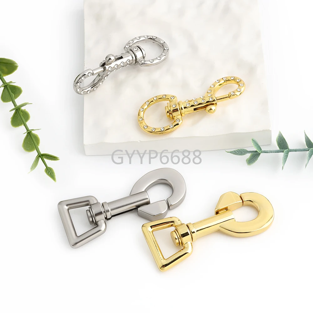 10/30/50PCS Rhinestone Electroplated Metal Snap Hook For Cat and Dog Collar Pet Buckle Swivel Lobster Clasp Keychain Accessories