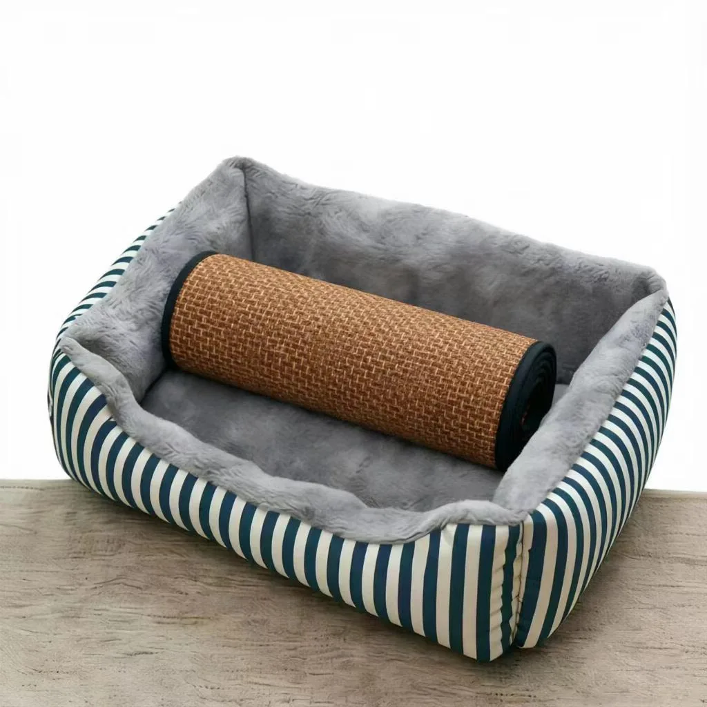 2-Piece Set of Cool Mat Dog Beds and Striped Cat Beds for All Seasons, Pet Supplies