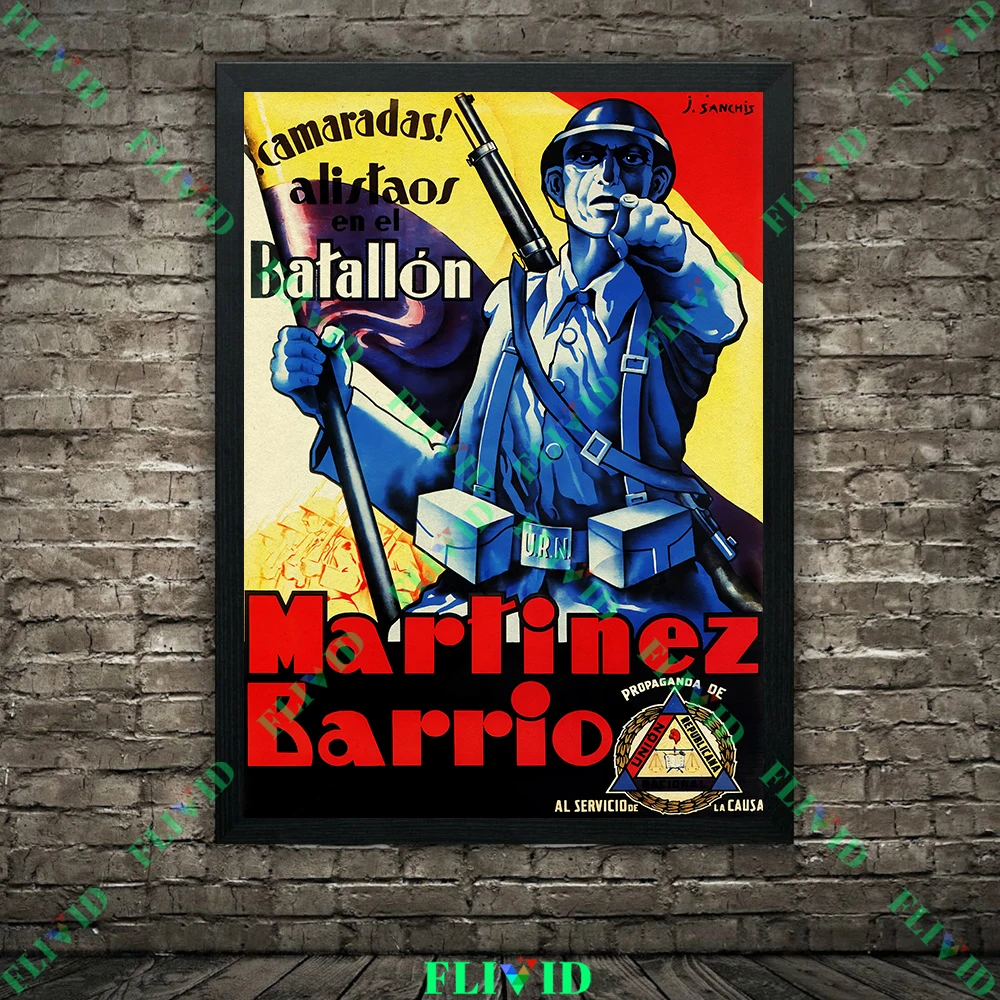 

Spain Socialism Propaganda Vintage Wall Art Canvas Painting Poster,Republican Propaganda Poster Print Home Decoration Unframed