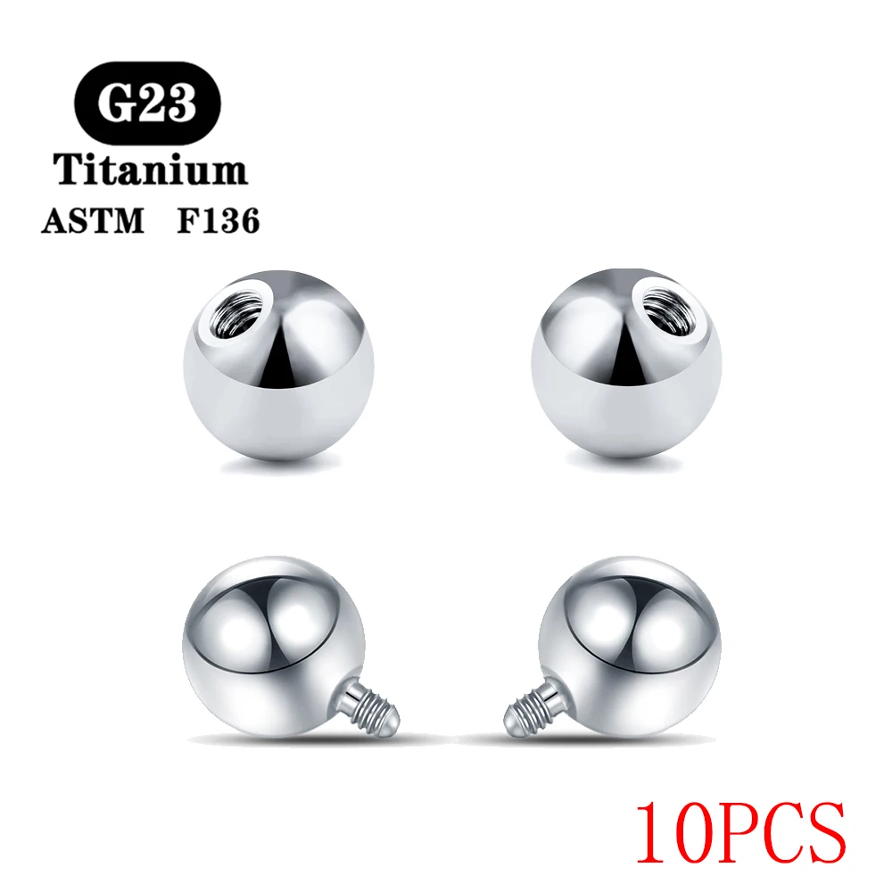 10PCS G23 Titanium 14G 16G External Thread Internally Threaded Ball Replacement Accessories Body Jewelry Accessories