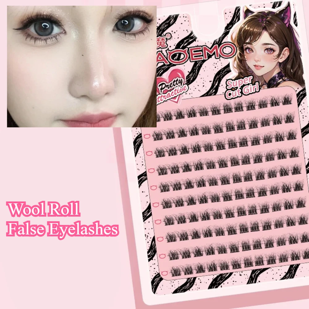 

5/10 Rows Wool Roll False Eyelashes Natural Dense Wave Shape Fake Eyelash Curled Manga Little Devil Glue Free Lashes Eye Makeup