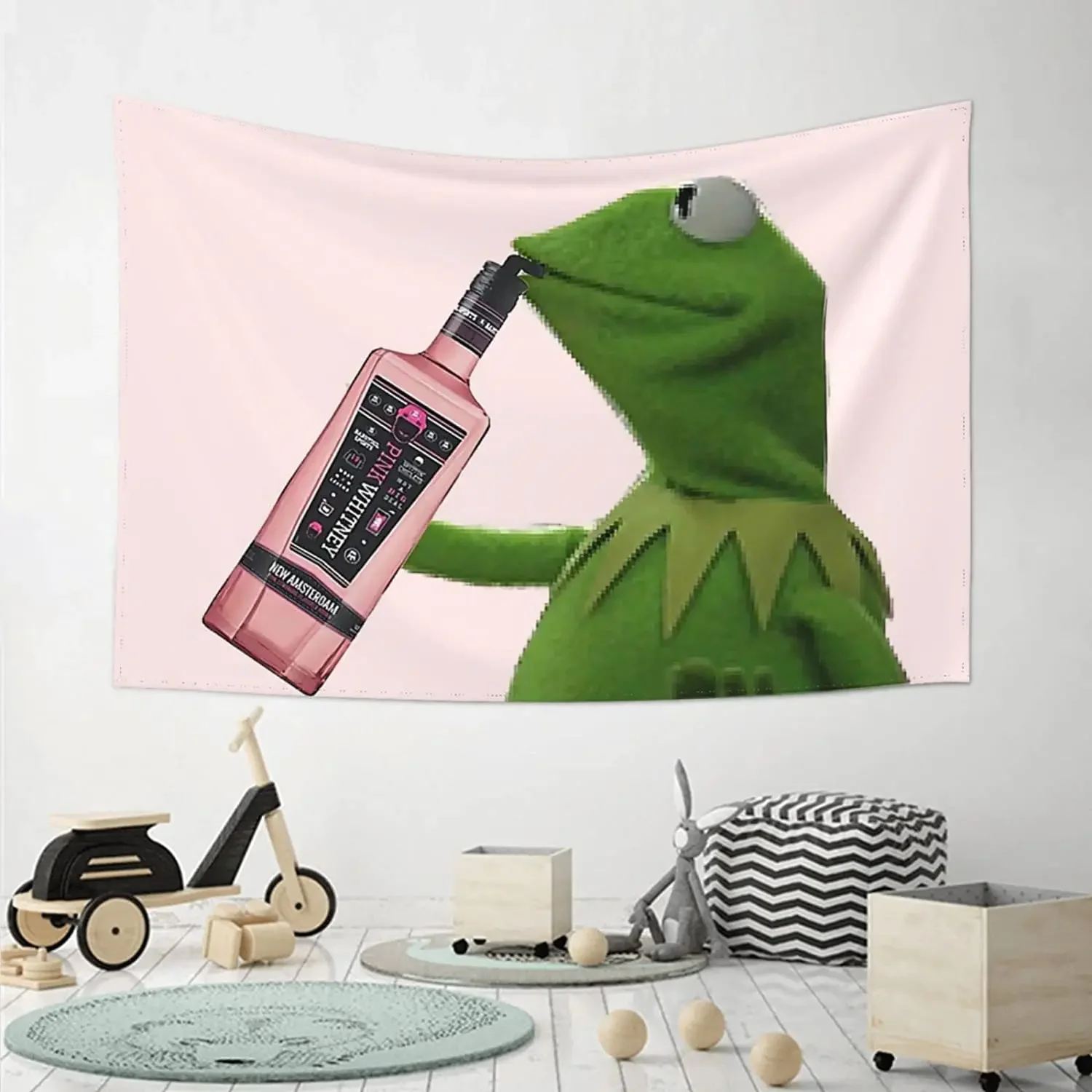 Kermit Pink Funny Tapestry Meme Banner Wall Hanging decor per la casa College dormitorio camera da letto muslimah, taglia unica