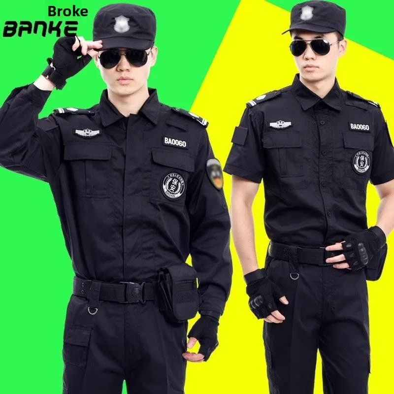 

Spring Autumn Long Sve Securi orm Set Men's Workwear Cotton Polyester Blend Fabric Protective Training Suit