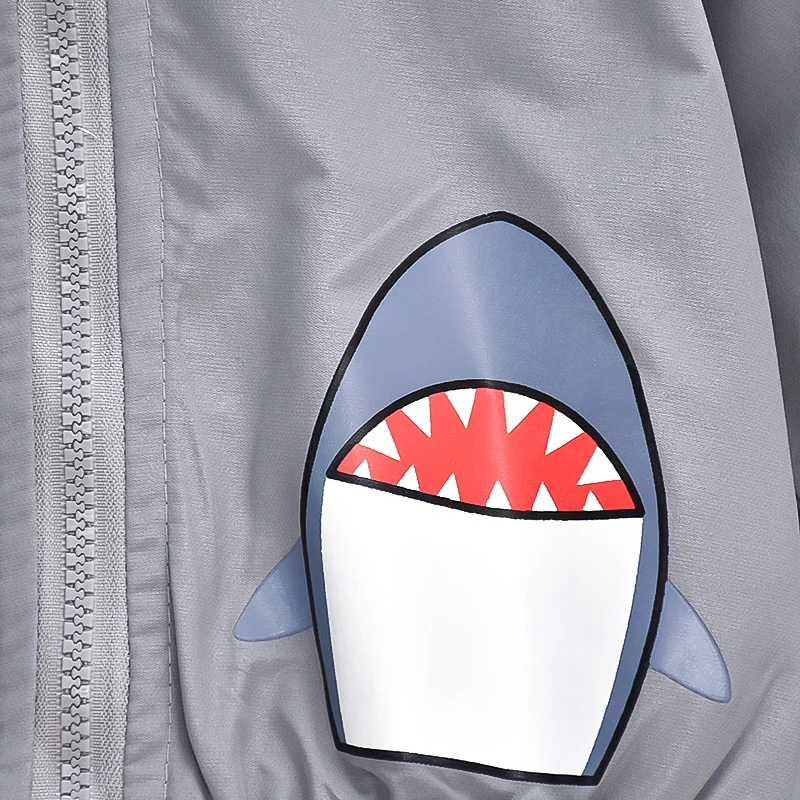 Boys\' Spring and Autumn Coat Children\'s Cartoon Shark Jacket Boys\' Hooded Long Sleeve Clothing