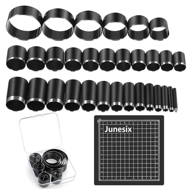 

ABKP-High Carbon Steel Round Punch Kit 1-55Mm, 31-Piece Leather Circle Cutter Tool Set For DIY Crafts