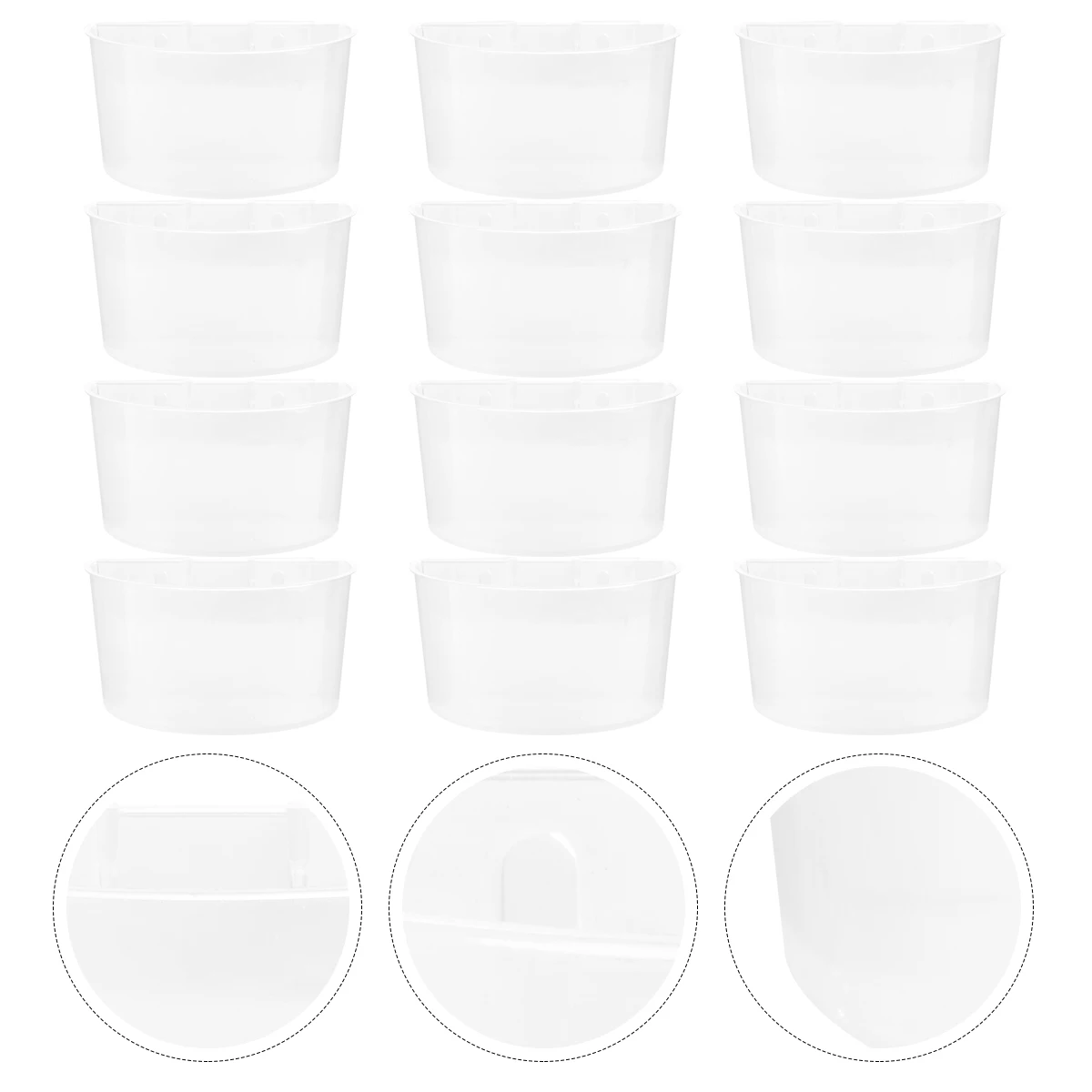 

12 Pcs Bird Food Box Water Cup Durable Plastic Feeder for Pigeon Small Crescent Cage Accessories Pet Supplies Easy