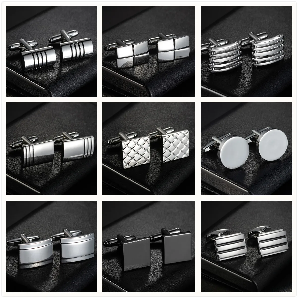 Top Quality Luxury Men\'s Shirt Cufflinks French Button Grid Stripes Custom Formal Wedding Bridegroom Suit Sleeve Jewelry