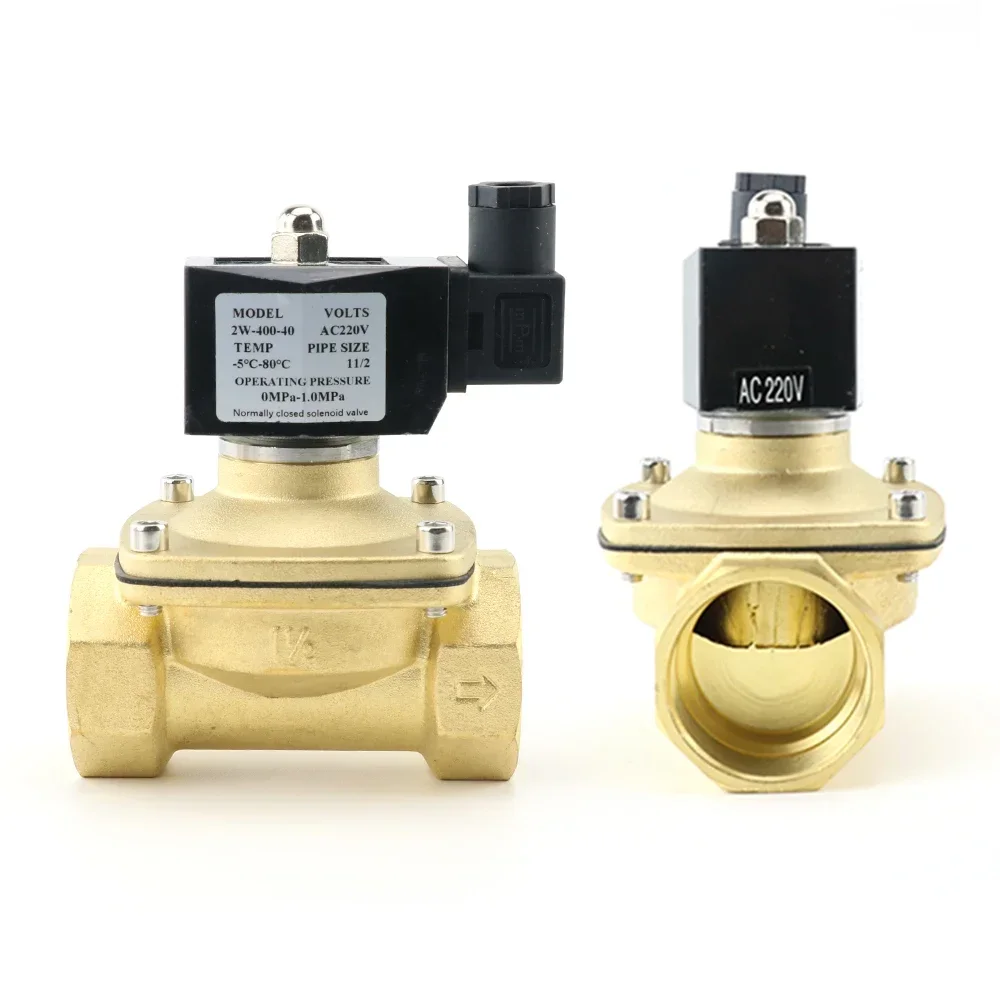 IP65 AC220V DC12V DC24V Normally Closed Brass Electric Solenoid Valve Waterproof Coil DN10/15/20/25/32/40 1/2