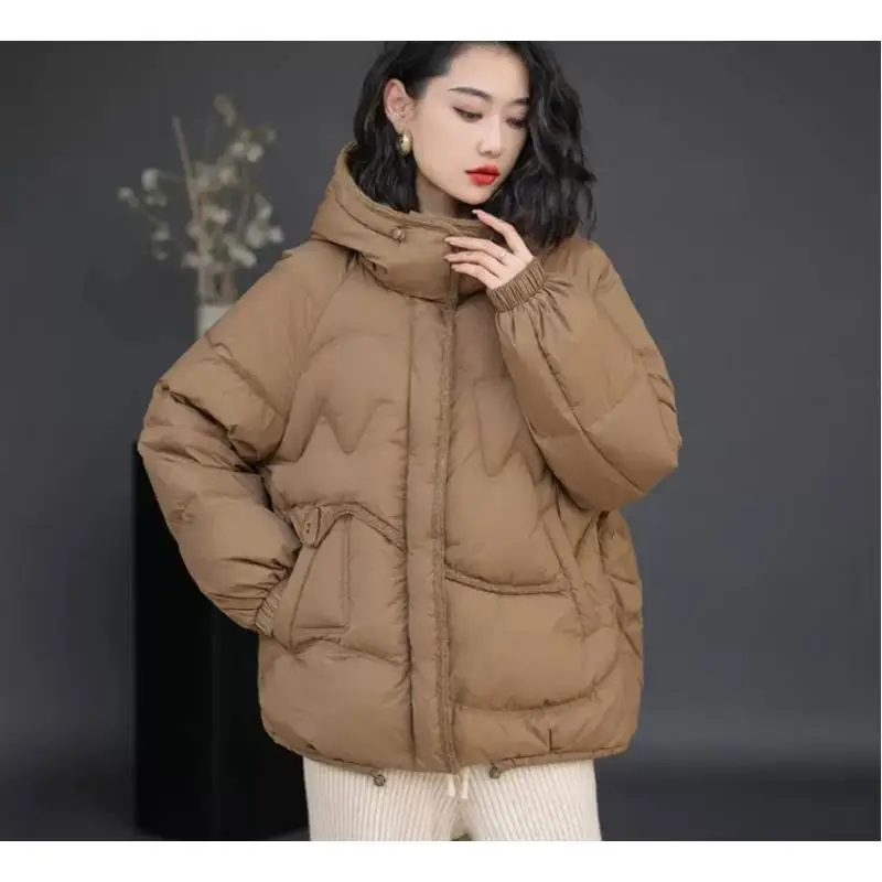 Winter New Women's  Down Jacket Fashion Warm Windproof Slim White Duck Down Hooded Mature Women's Jacket