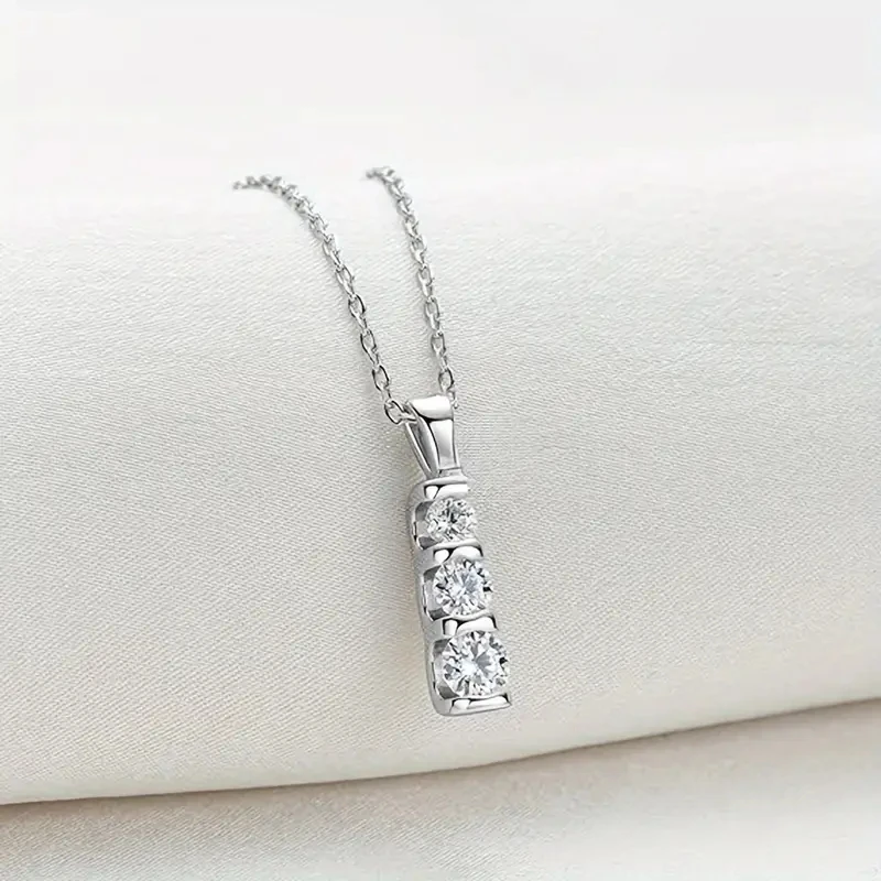 1pc S925 silver with 1.5 carat moissanite light luxury simple necklace, hypoallergenic anniversary mother's day birthday wedding