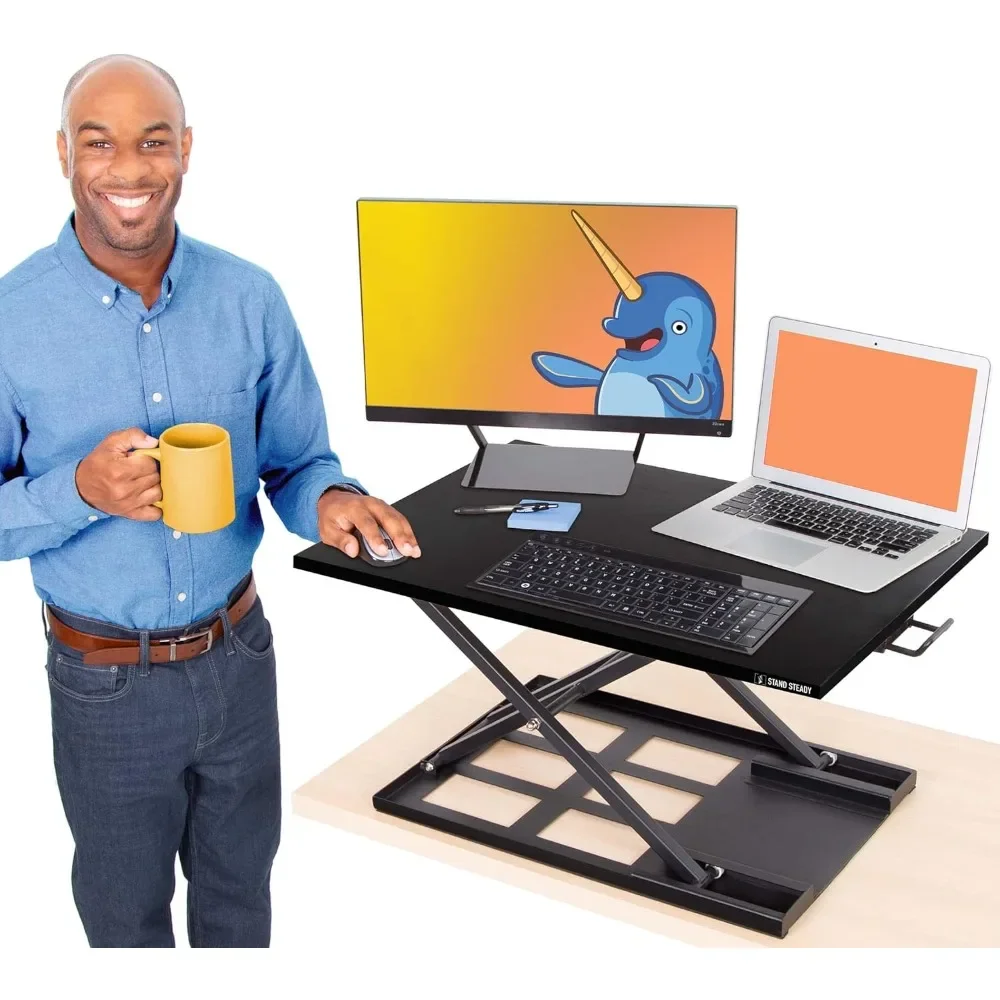 

X-Elite Pro, Ergonomic Adjustable Height Standing Desk Converter for or Office, Easy Lift Sit to Stand Laptop Desk Riser