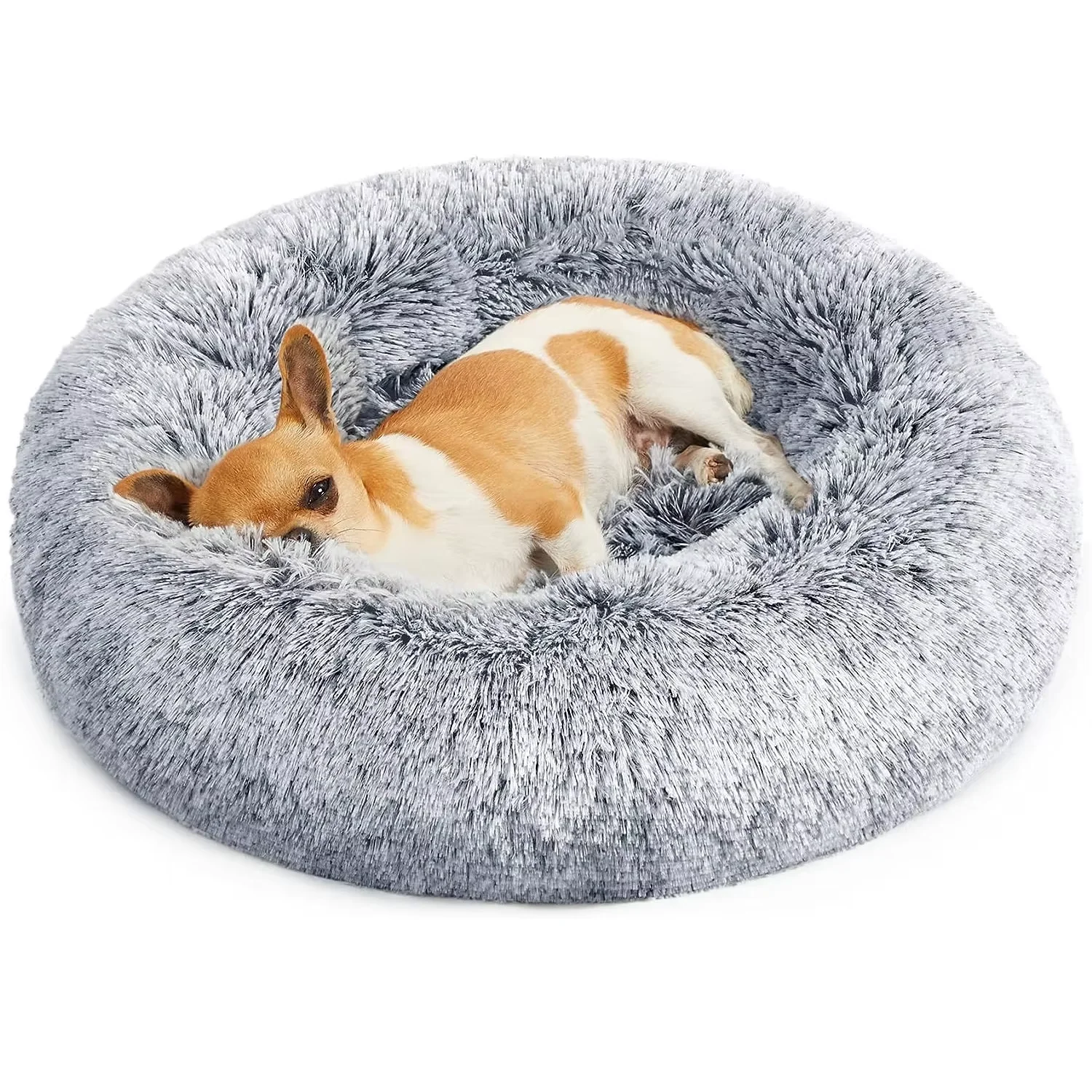 Dog Bed, Pet Bed, Removable and Washable Center Cushion, Soft and Fluffy Plush Mat, 50 cm Diameter