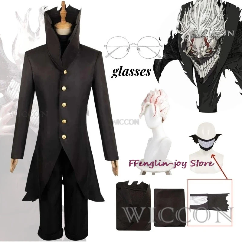 ❤2026★ Dandadan Okarun Cosplay Costume Wig Mask Turbo Granny Powers Black Collar Uniform Ken Takakura Curly Short Hair Hallowee❤