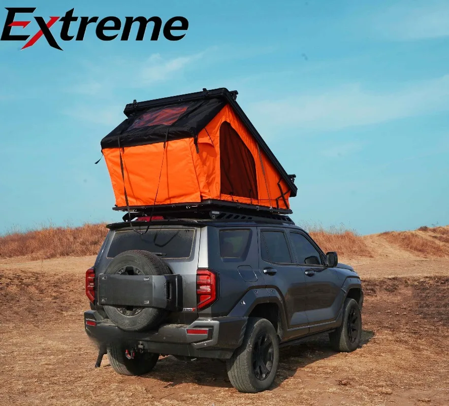 Ultra-thin Aluminum Hard Shell Four-Season Double Layer Roof Top Tent Oxford Fabric  Waterproof Camping RTT Raised Tail