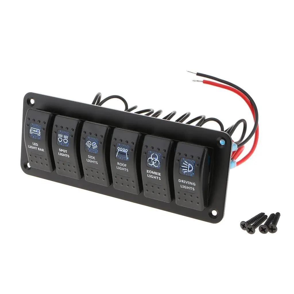 6 Gang Rocker Switch Panel for RV Marine Car Vehicles Truck Boat Panels