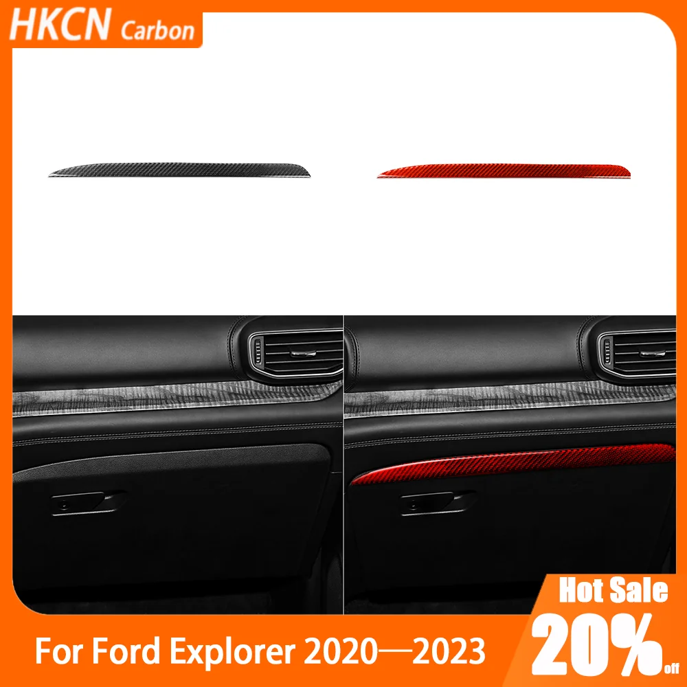 

Carbon Fiber Copilot Storage Box Strip Decals Car Accessories Interior Cover Trim Modified Sticker For Ford Explorer 2020—2023