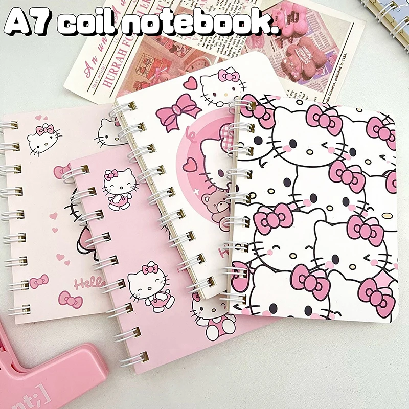

Милый портативный мини-блокнот Hello Kitty A7 в виде спирали, блокнот, дневник, студенческие канцелярские принадлежности, школьные принадлежности, подарок для детей в школу