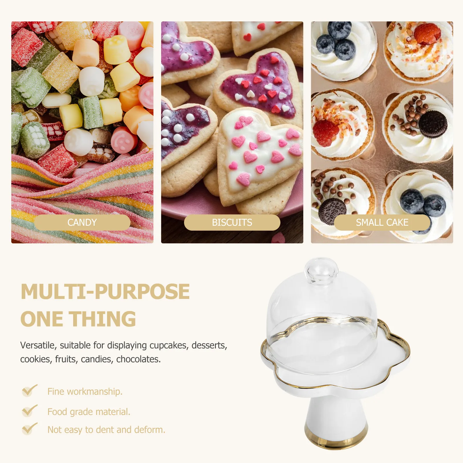 1Set Ceramic Cake Display Stand Premium High Base Dessert Tray for Wedding Birthday Banquet Wine Party Snack Serving and Food