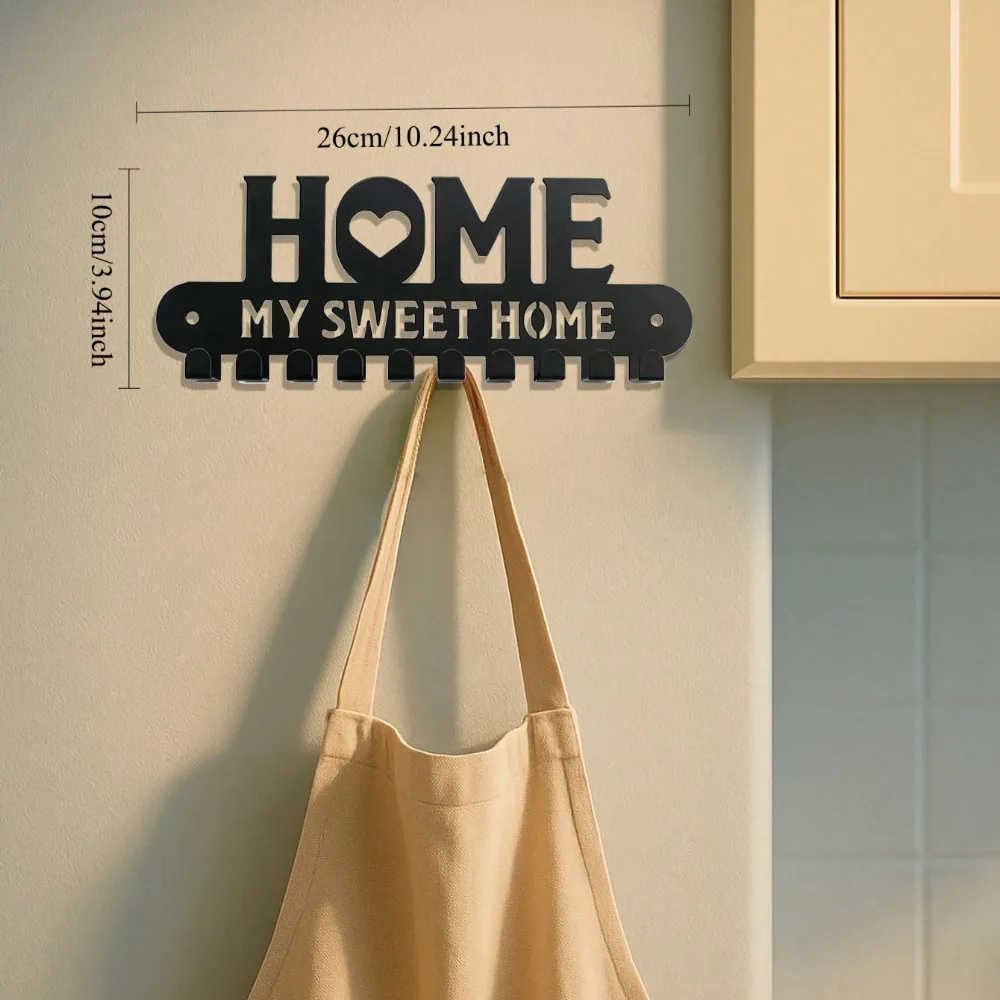 ที่ใส่กุญแจติดผนังตกแต่ง 1 ชิ้น - ออแกไนเซอร์ตะขอเกี่ยวกุญแจโลหะสีดำมีสไตล์สำหรับทางเข้าบ้านห้องนอนห้องน้ำห้องครัว