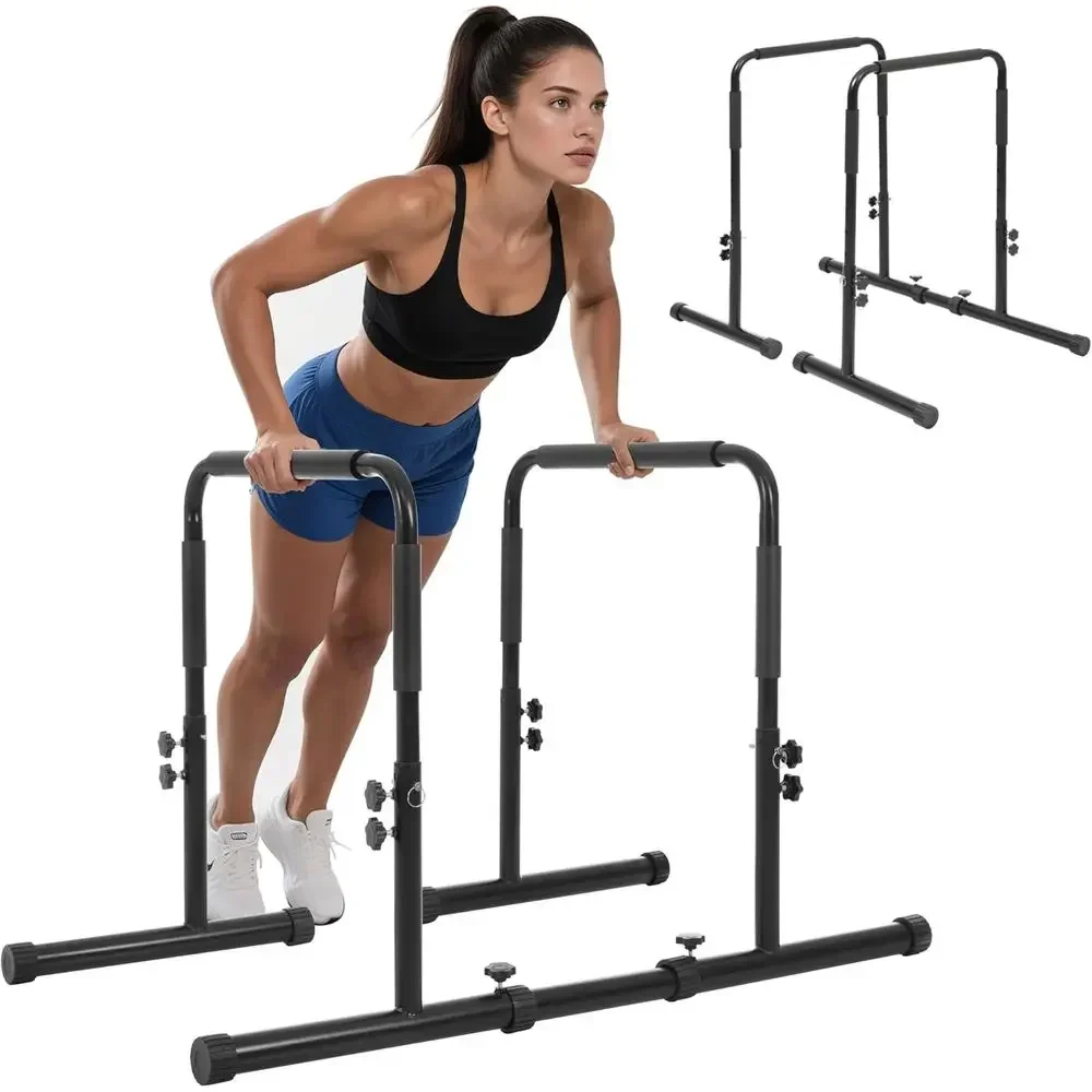 

440.1 lbs Adjustable Dip Stand with Push-up Bar, 4 Height Levels, Separated Design for Comprehensive Muscle Training