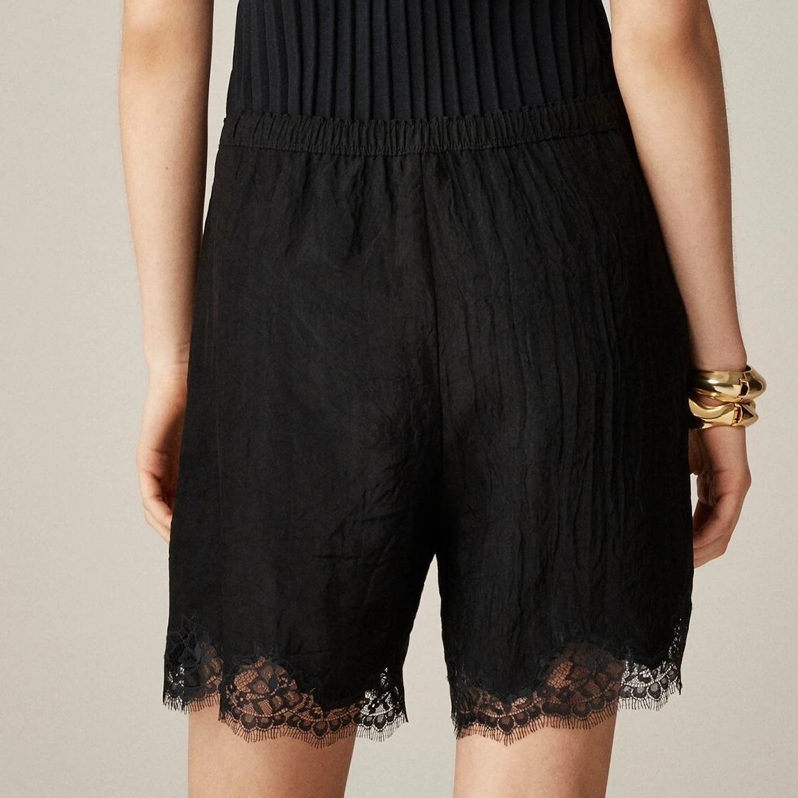 Collectie Dames patchwork kanten shorts Casual loszittende elastische taille shorts met zakken Zomer streetwear