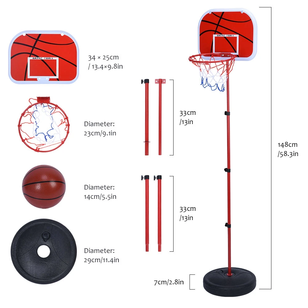 Height Adjustable Basketball Stand System Hoop Backboard Net Kit for Children Basketball Stand Adjustable Basketball System