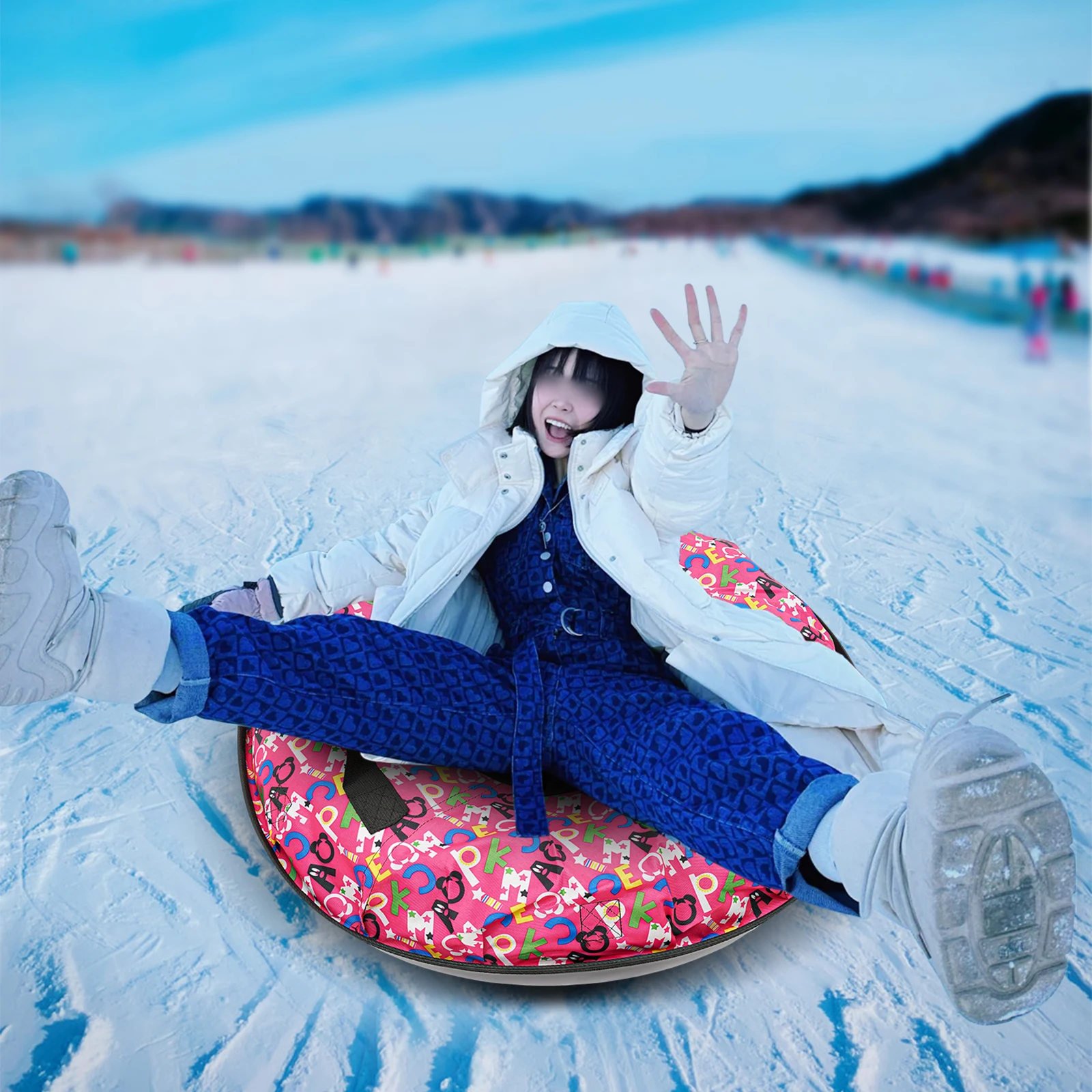 

80cm Oxford Cloth Inflatable Sledding Tube 220.46-396.83lbs Load Capacity Inflatable Sled Snow Sleds for Kids and Adult