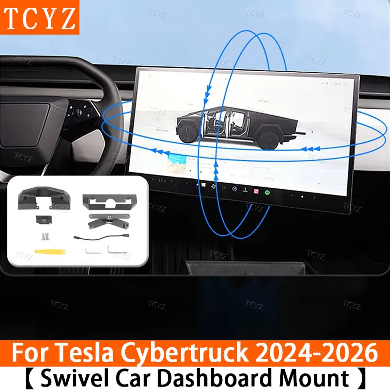 For Tesla Cybertruck 2024-2026 Swivel Holder Mount Tilt Screen Rotating Bracket Kit Display Monitor Rotate Holder Accessories
