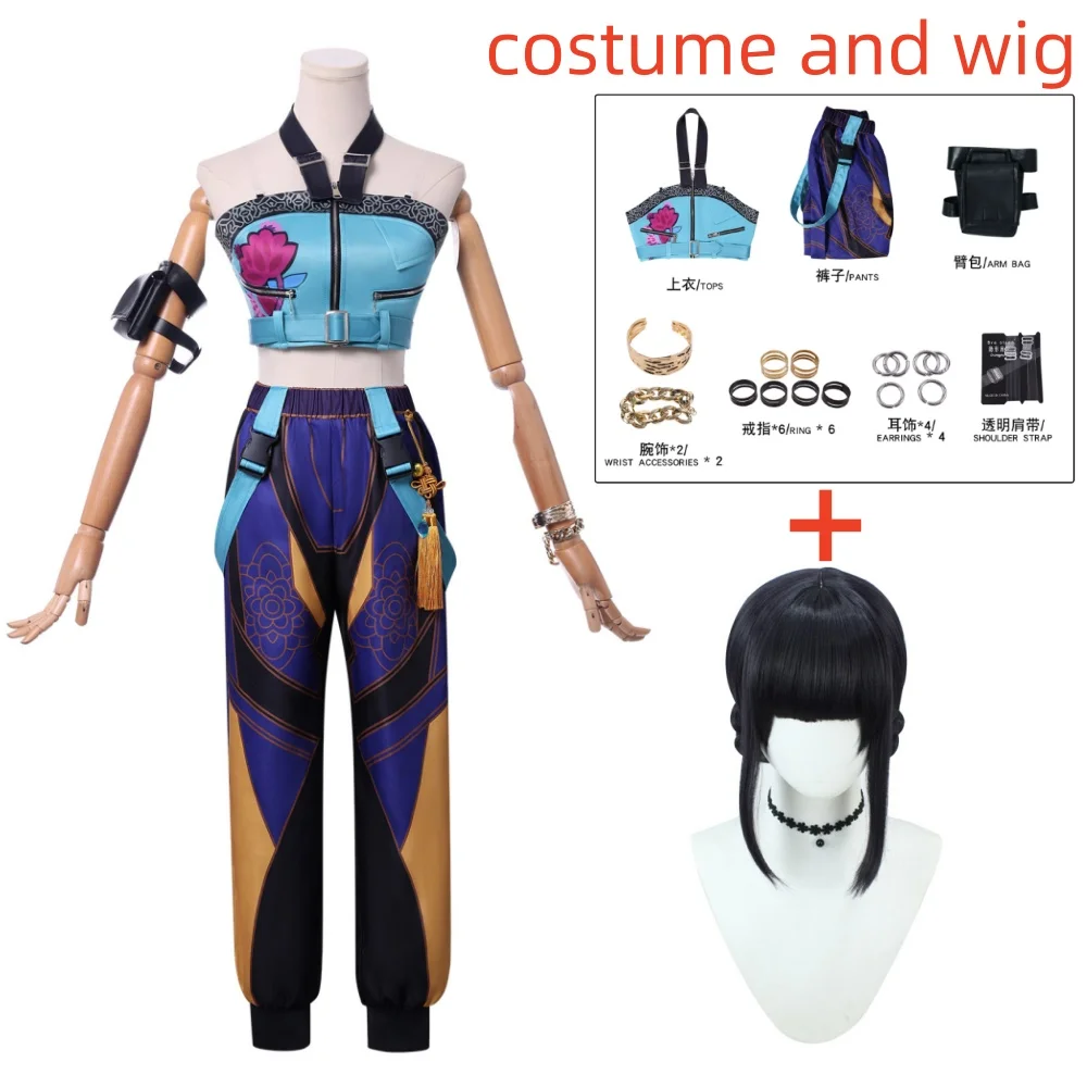 

Anime Demon Hunter Zoey Cosplay Costume Kpop Demon Cosplay Hunters Outfits Stage Performance Halloween Role Play Uniform Wig