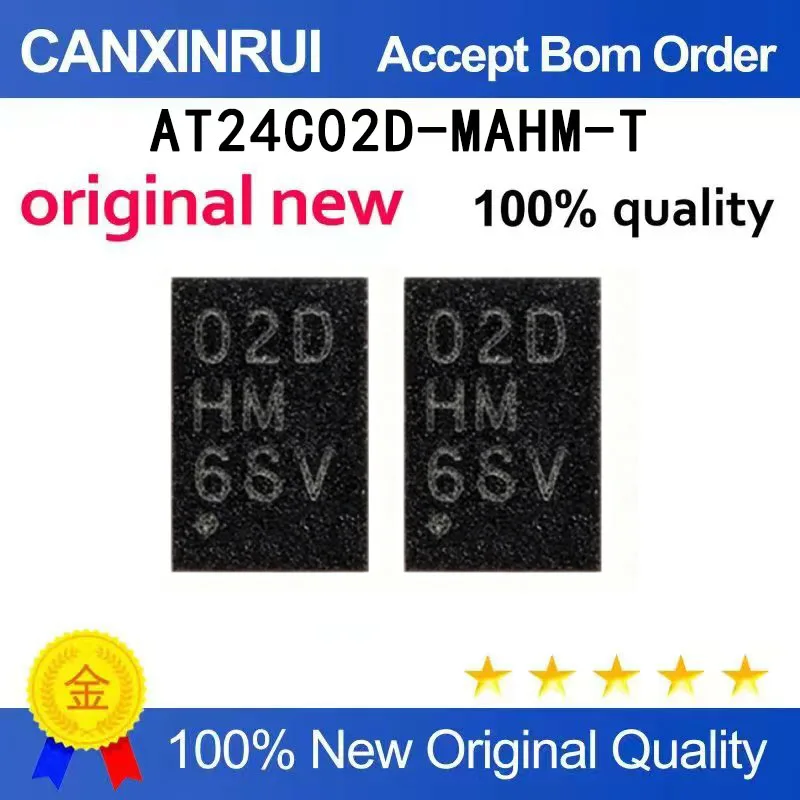 (5pcs-100pcs）AT24C02D-MAHM-T Package DFN-8 Silk Screen 02D Storage Chip
