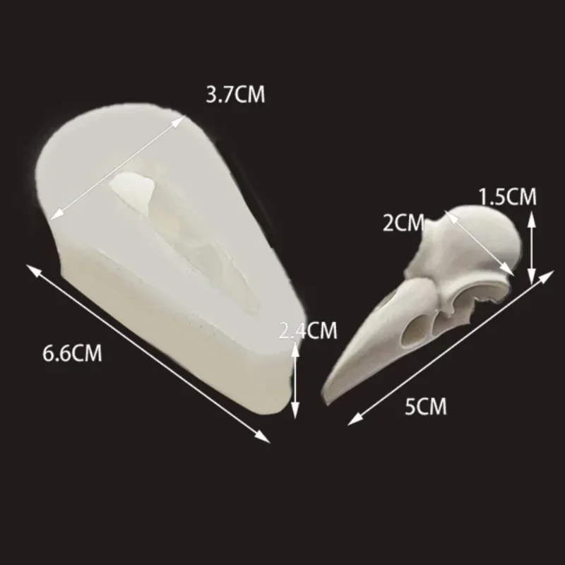 1 Pack Small 3D Crow Skull Silicone Mold Halloween Themed Bird Skeleton Jewelry Making Mould for Epoxy Resin Casting Art - view 6