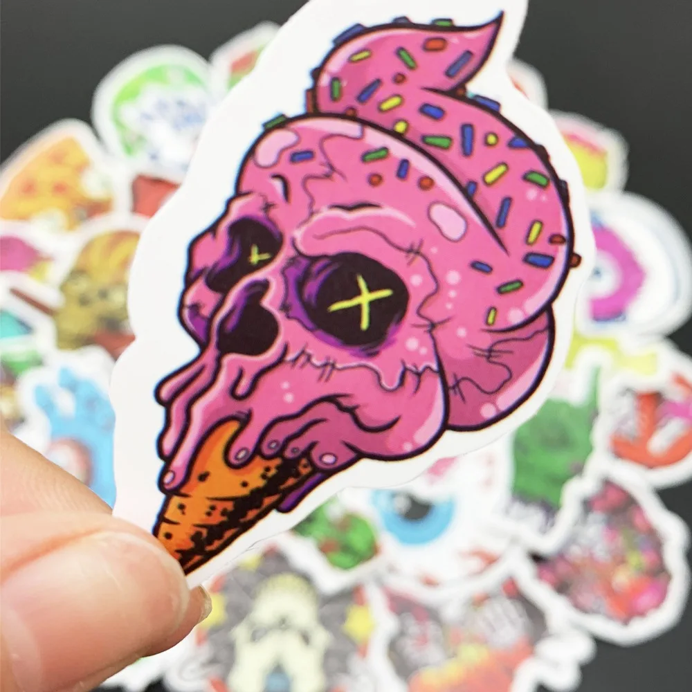 50PCS/Pack Terror Scare Skull Car Sticker Skateboard Laptop Luggage Decals Styling Anime Graffiti Sticker Toys Halloween