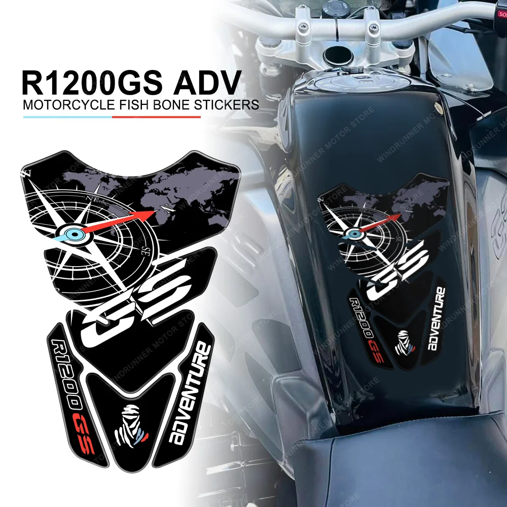 

High quality For BMW R 1200 GS R1200GS Adventure R1200 GS Motorcycle Tank Pad Protector Sticker Fish Bone Sticker