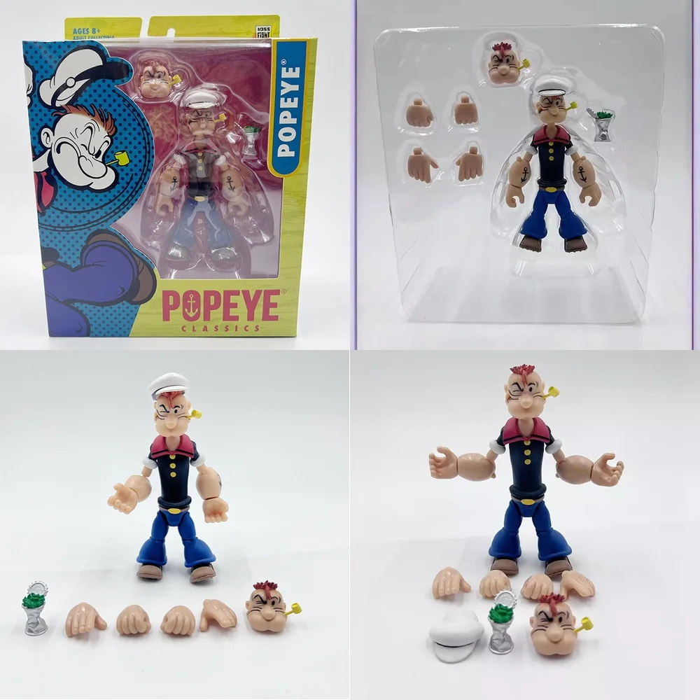 アニメ ポパイ ザ セーラー 6インチ 可動式アクションフィギュア クラシックアニメーション コレクタブルモデルおもちゃ デスクトップオーナメント、誕生日プレゼント
