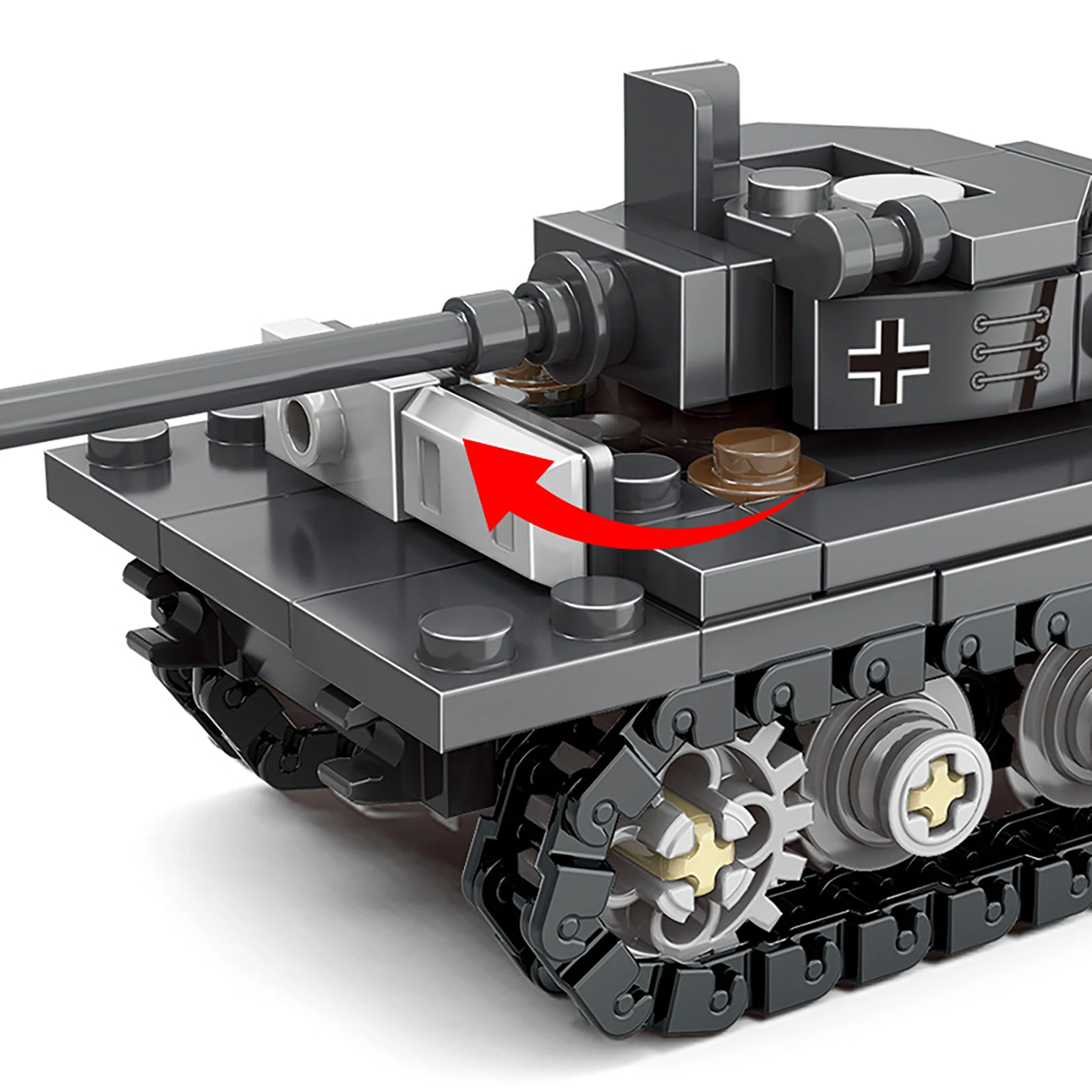 Militärisches Bausteine-Set, 159teilig, Tiger-Panzer-Modell, ABS-Steine, rotierender Turm