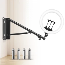 22in Ring Light Wall Mount,137/175cm Wall Mounting Triangle Boom Arm With Dimmable Light For Photography,Studio Kit Video Lights