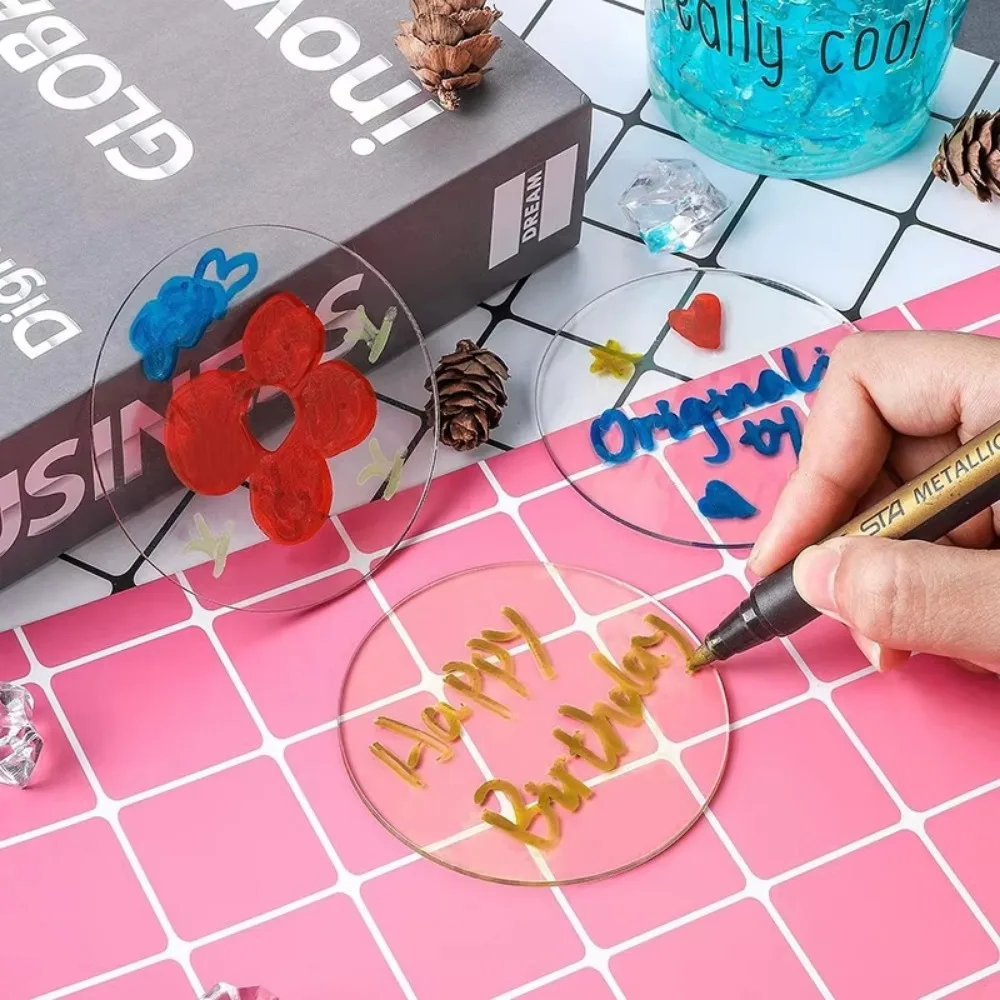 10Pcs PMMA Board Clear Acrylic Circle Discs DIY Craft Display Erasable Round Blank Plate Reusable Drawing Round Painting Panel