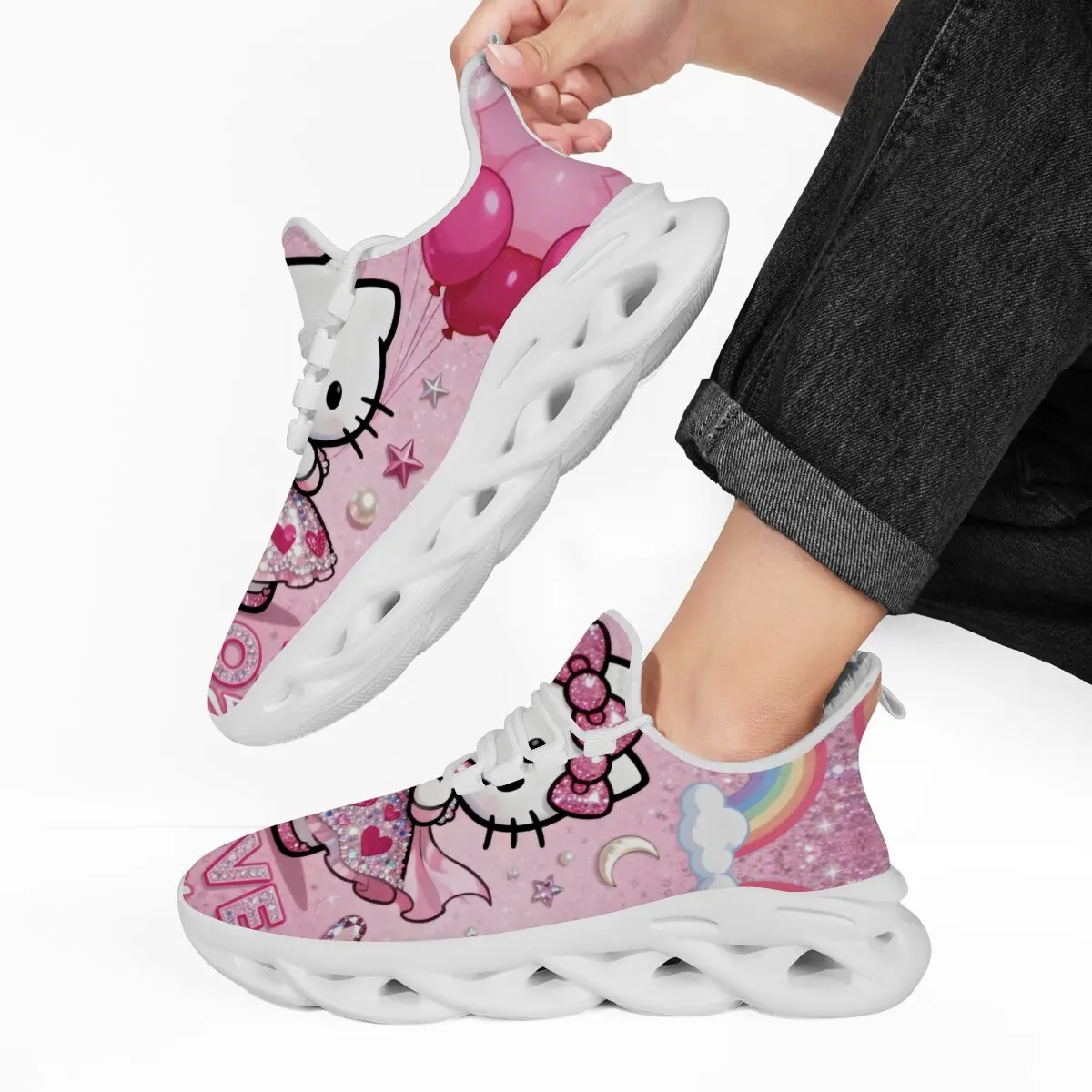 

Pink Fleece Lined Sports Shoes with Hello Kitty Shoe Women Casual Shoes White Flat Sneakers Luxury Brand 2025 New Winter Shoes
