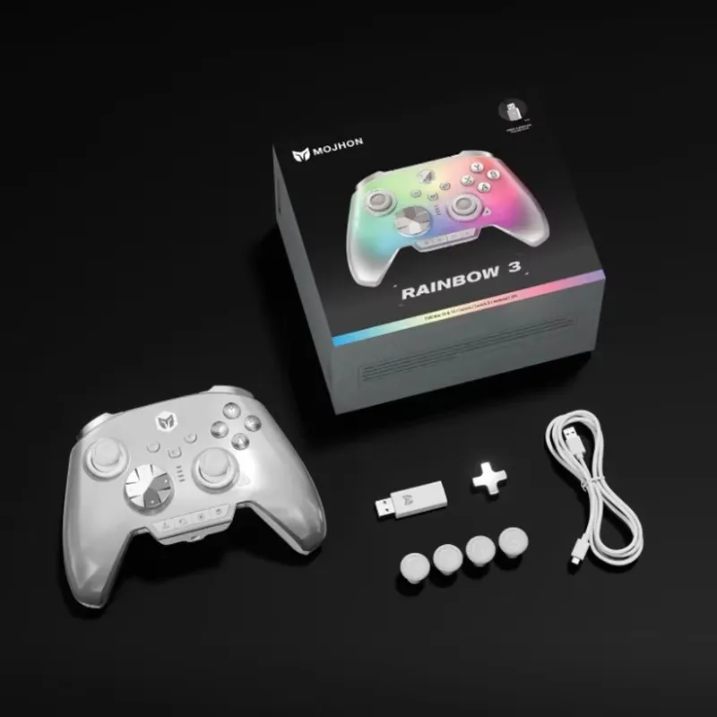جديد BIGBIG WON Rainbow3 وحدات تحكم الألعاب اللاسلكية NearLink 2.4G Hall Joystick Micro Motion Button RGB Gamepad للكمبيوتر/التبديل/XBox