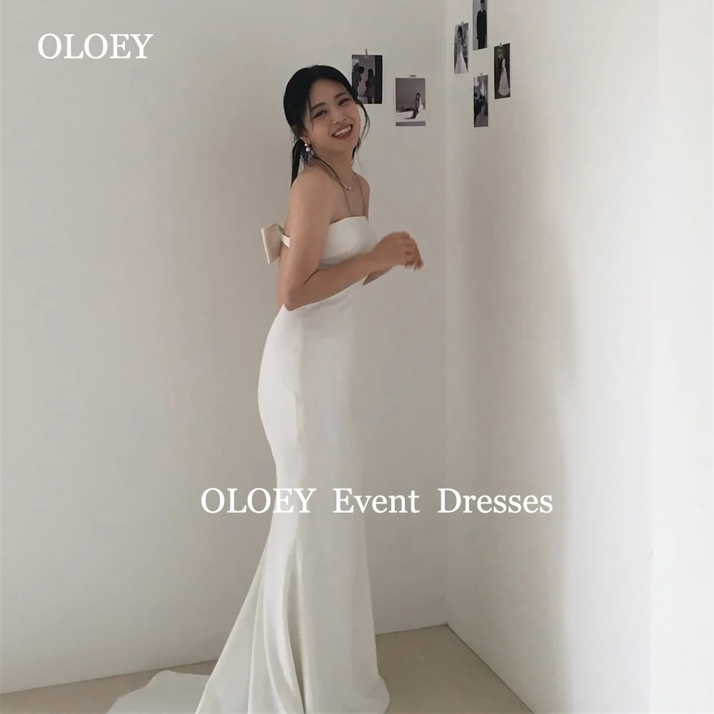 

OLOEY Sexy Mermaid Strapless Wedding Dresses Korea Photoshoot Sleeveless Backless Bridal Gowns Customized Floor Length Matte Bow