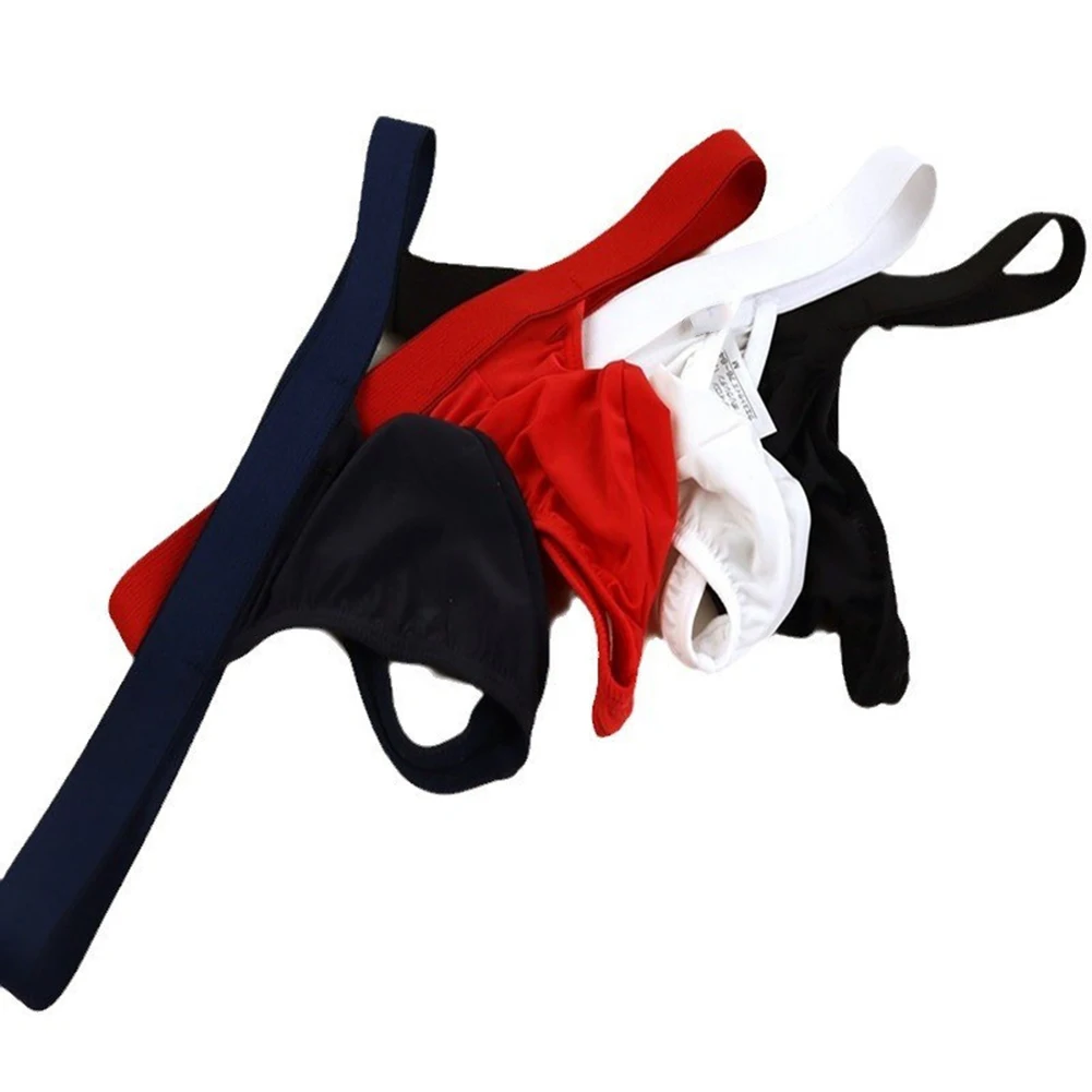 

Men Sexy Thong G-String Pouch Ice Silk Panties Underwear T-Back Briefs Thong Hombre Erotic Lingerie Exposed Buttocks Underpants