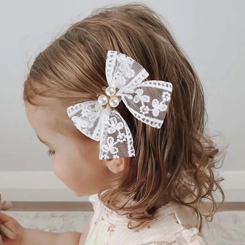 

ncmama 2Pcs Cute Embroidery Lace Hair Clips for Baby Girls Lovely Flower Pearl Hairpin Princess Headdress Kids Hair Accessories