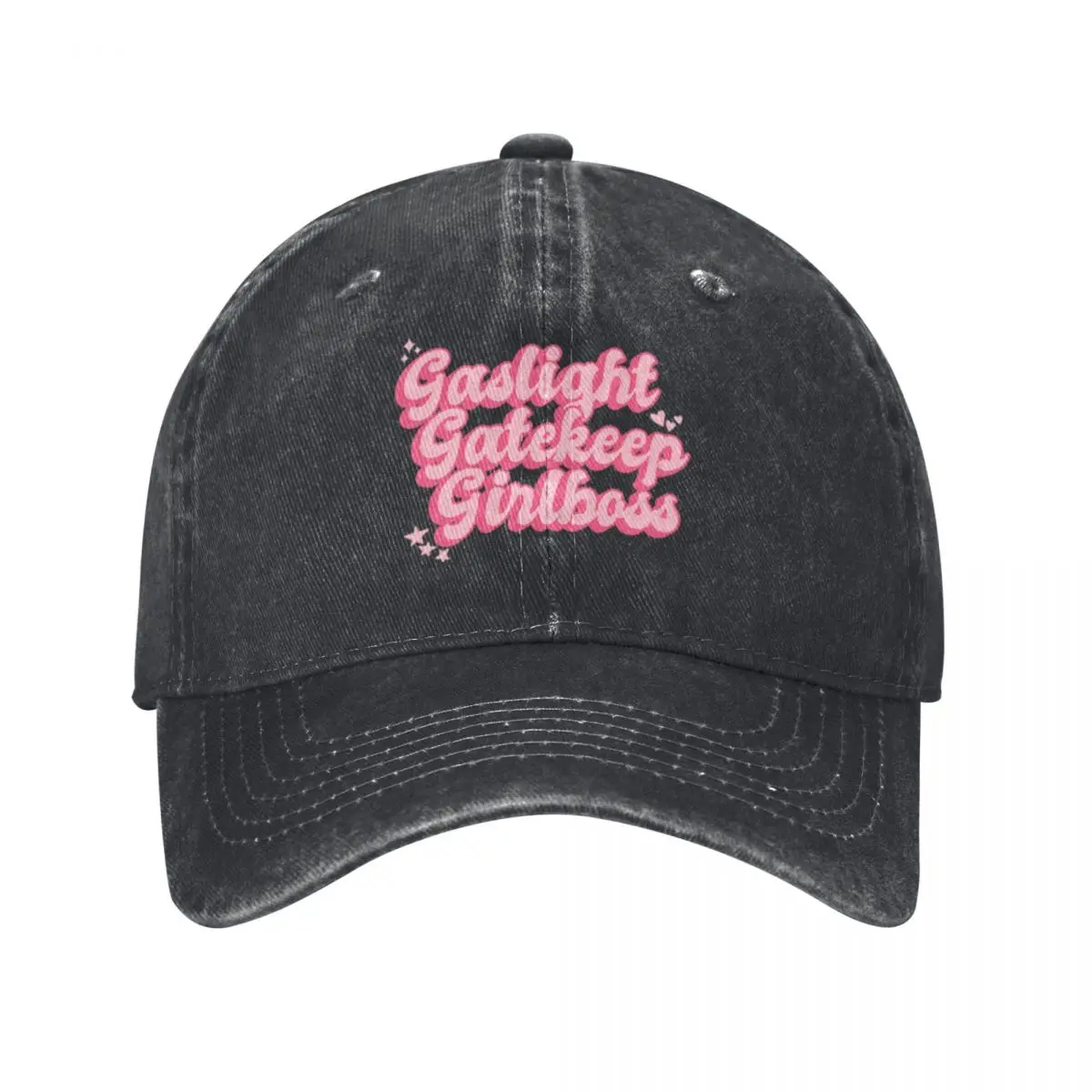 Gaslight, Gatekeep, Girlboss Baseball Caps Vintage Denim Washed Headwear Unisex Style Outdoor Running Hats